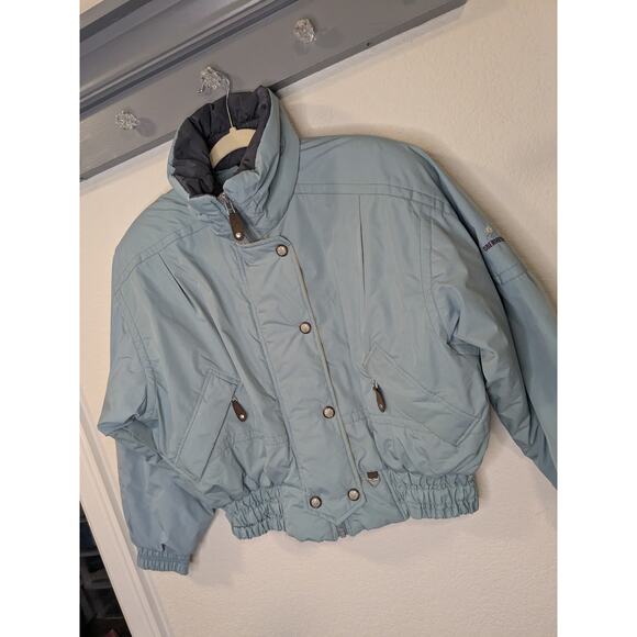 Vintage 80s 90s Y2K OBERMEYER Anita Powder Blue Crop Puffer Jacket Ladie Size 12 - Picture 3 of 12